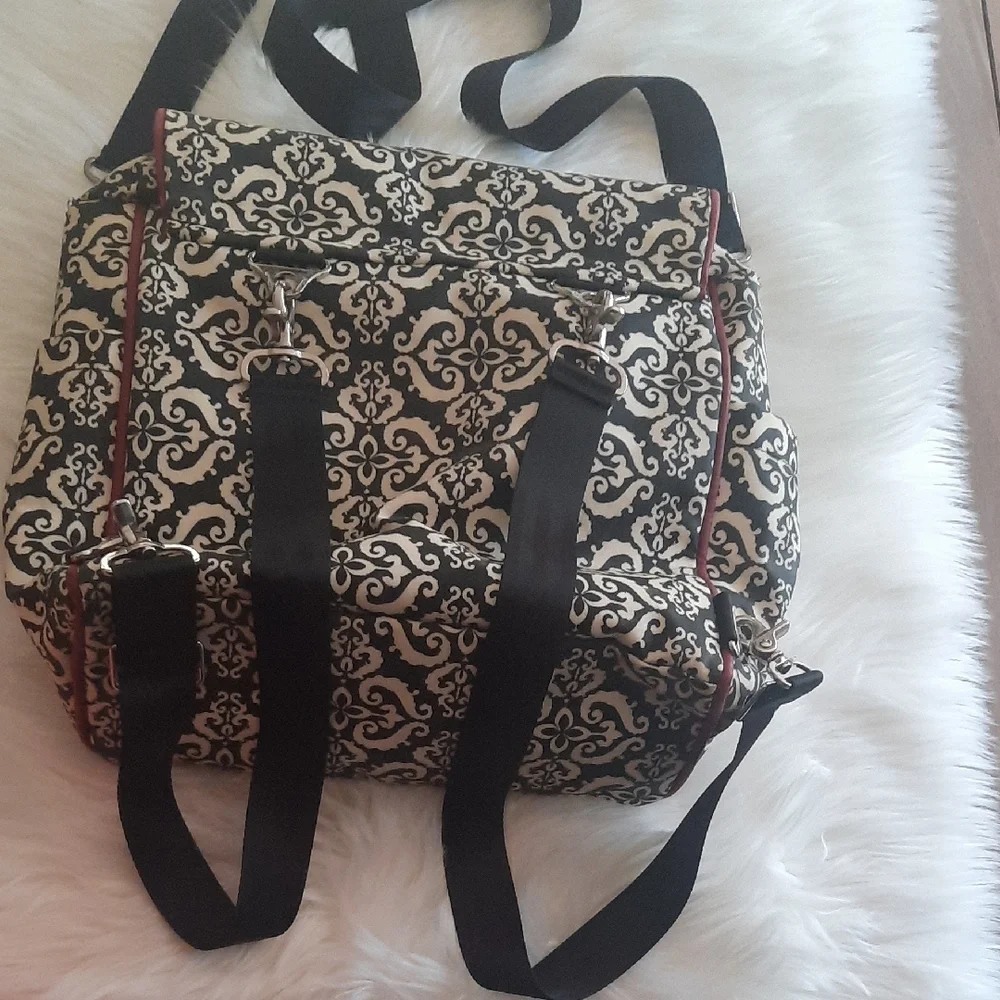 Elegant Black and White Patterned Petunia Pickle Bottom Tote Bag/diaper Bag